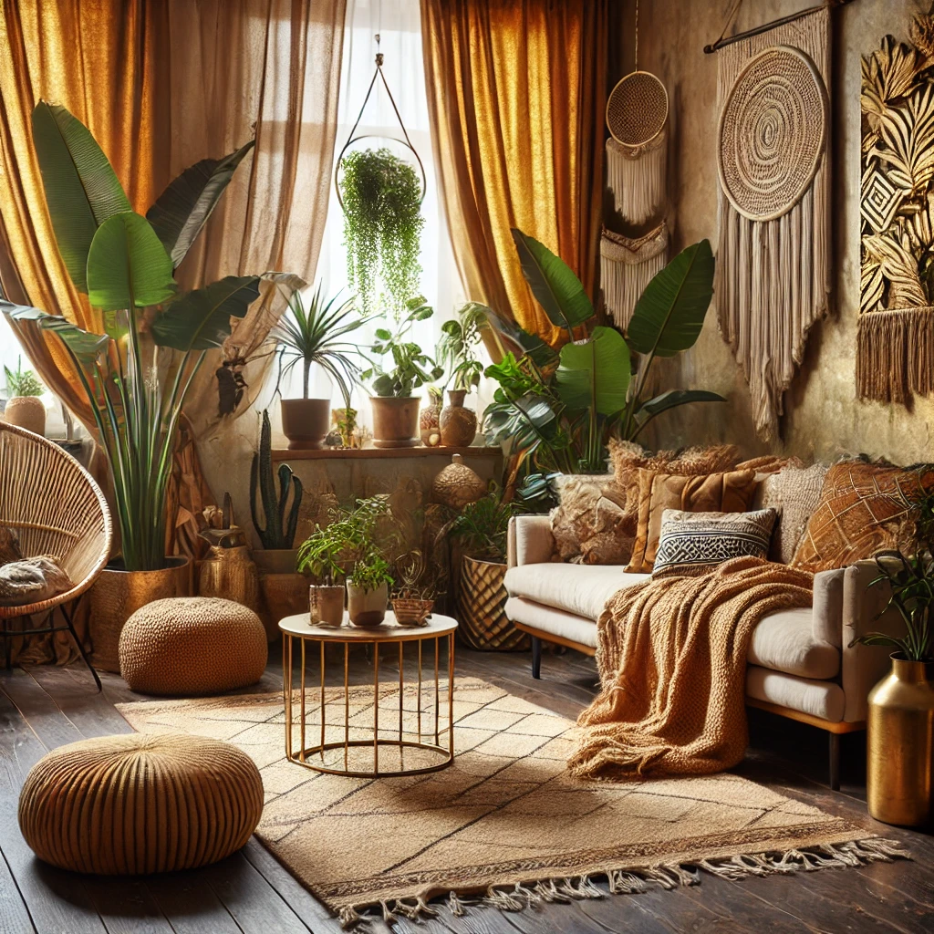 10 Living Room Designs Decorated with Luxurious Gold Velvet Curtains
