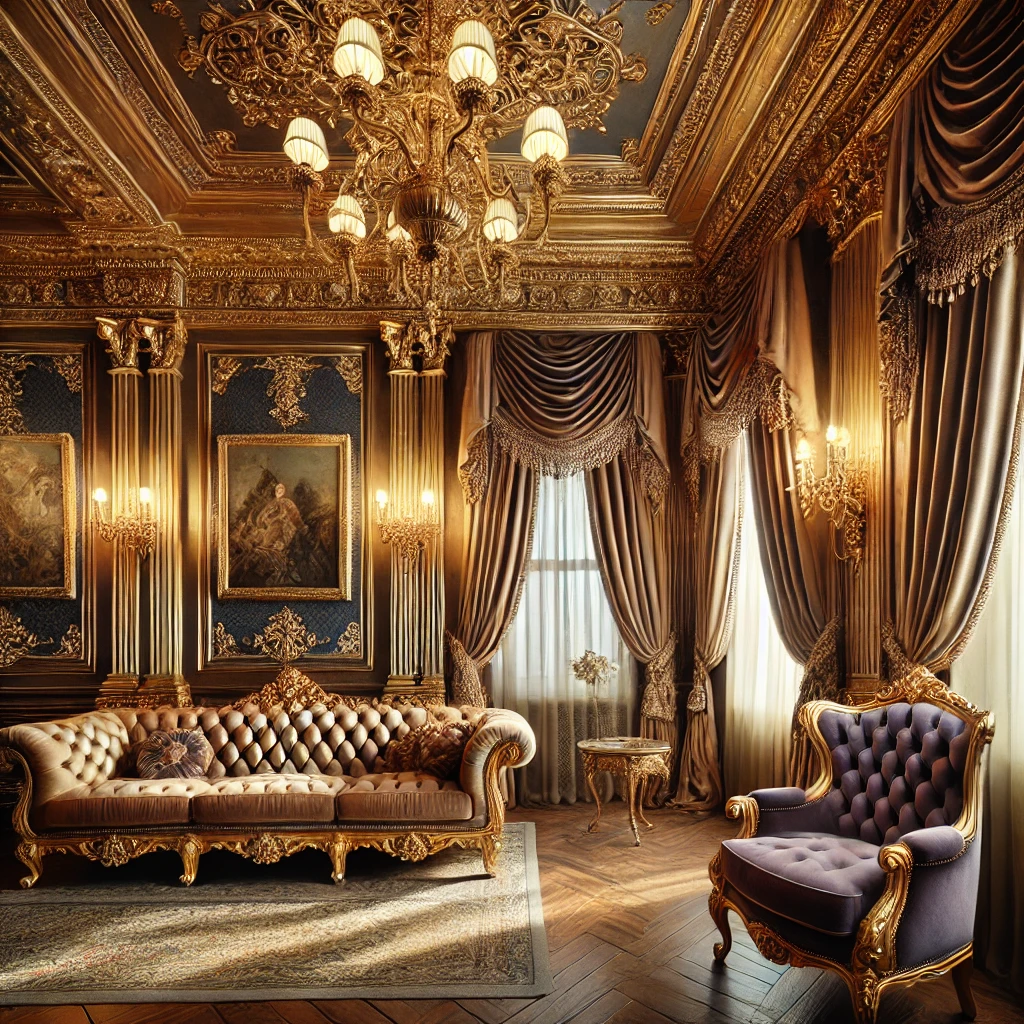 10 Living Room Designs Decorated with Luxurious Gold Velvet Curtains
