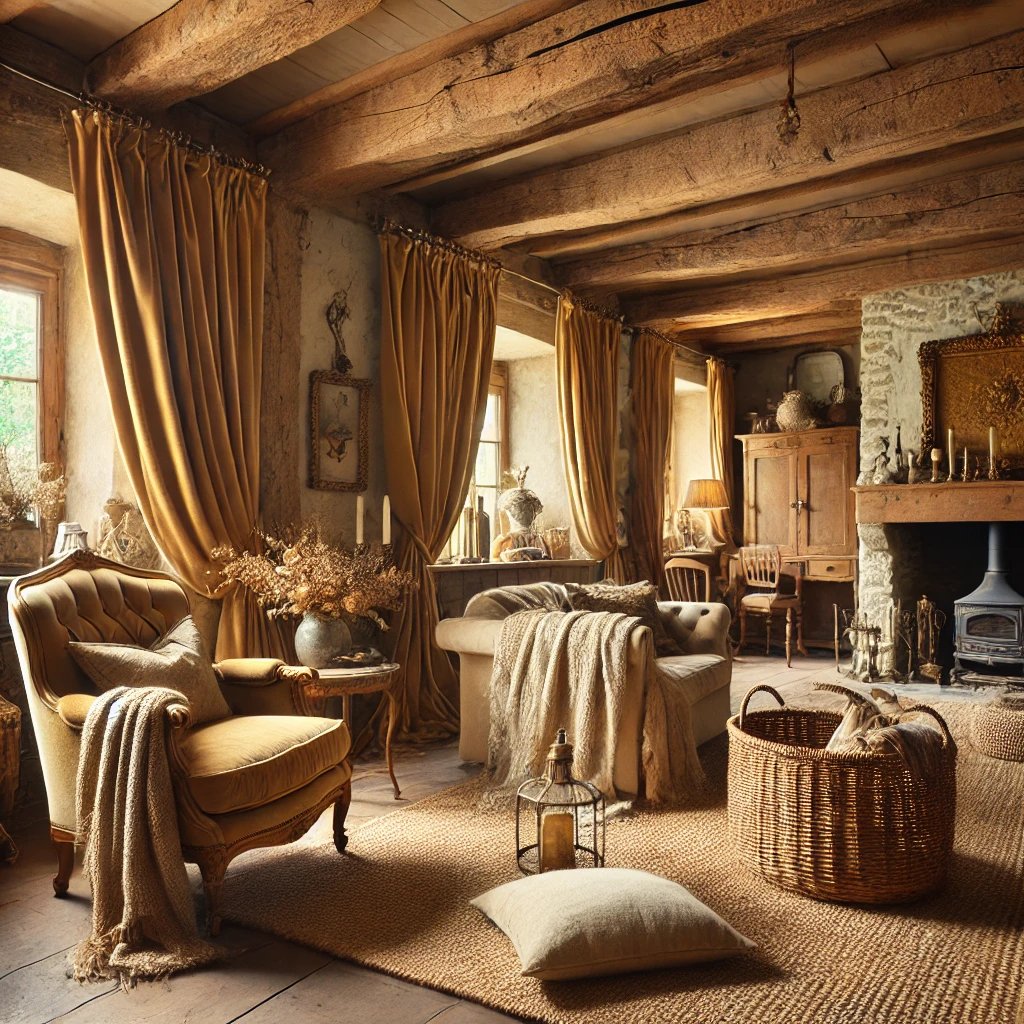 10 Living Room Designs Decorated with Luxurious Gold Velvet Curtains

